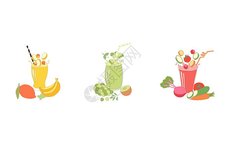 香蕉果汁饮料插画素材插画