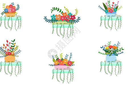 小清新花朵图标植物元素素材插画