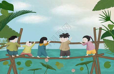 六一儿童节出游插画图片