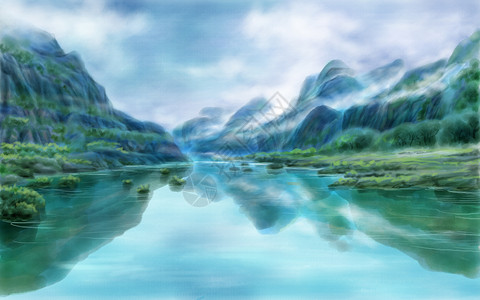水墨山水画背景  太行山大峡谷背景图片