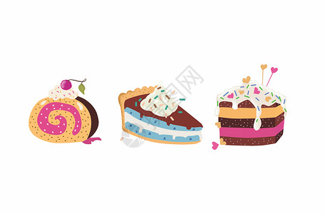 巧克力奶油卷甜点蛋糕插画插画