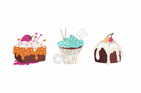 吃奶霜素材甜点蛋糕插画插画