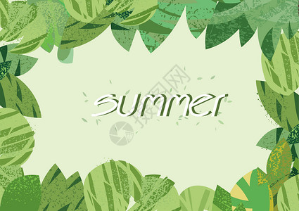 夏天你好海报植物背景插画