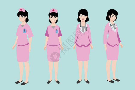 Q版护士医疗背景素材插画