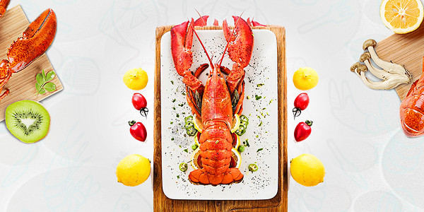 柠檬虾美味龙虾设计图片