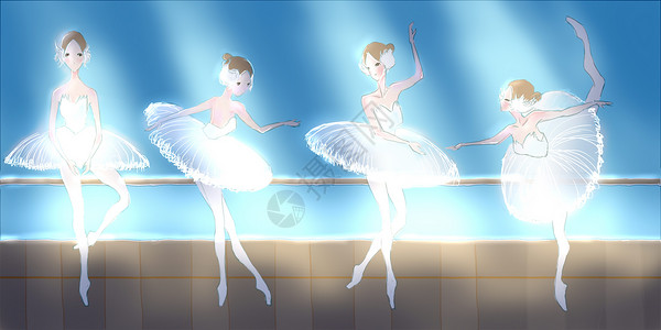 PS练习素材芭蕾女孩插画