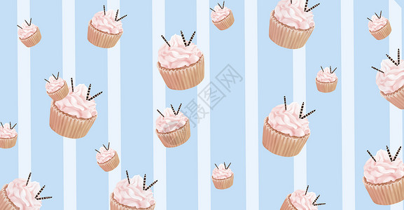 蛋糕广告素材手绘美味纸杯蛋糕插画插画