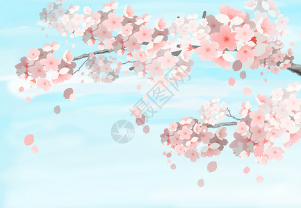 粉红色的樱花唯美樱花背景插画插画