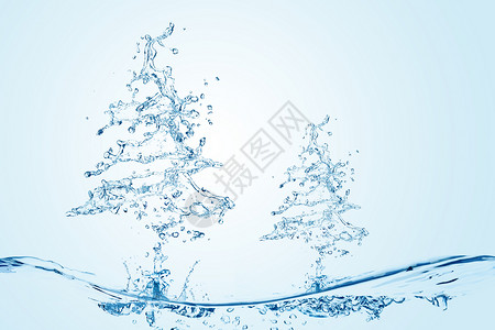 蓝色浇水壶创意水质树木设计图片