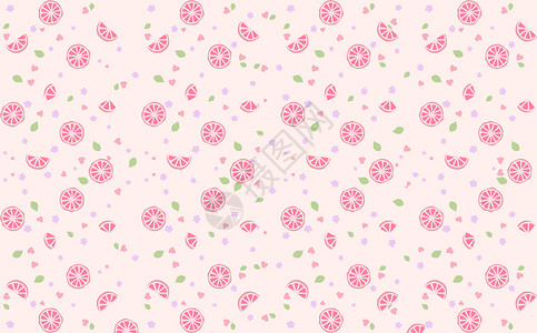 粉红色心形花瓣粉色西柚背景插画