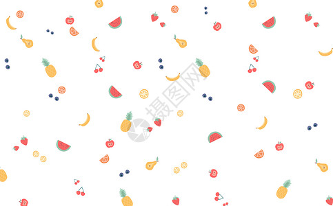 水果西瓜菠萝小清新水果背景插画插画