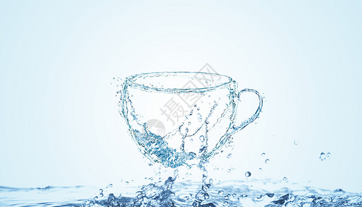 杯子透明素材创意水花喷溅的杯子设计图片