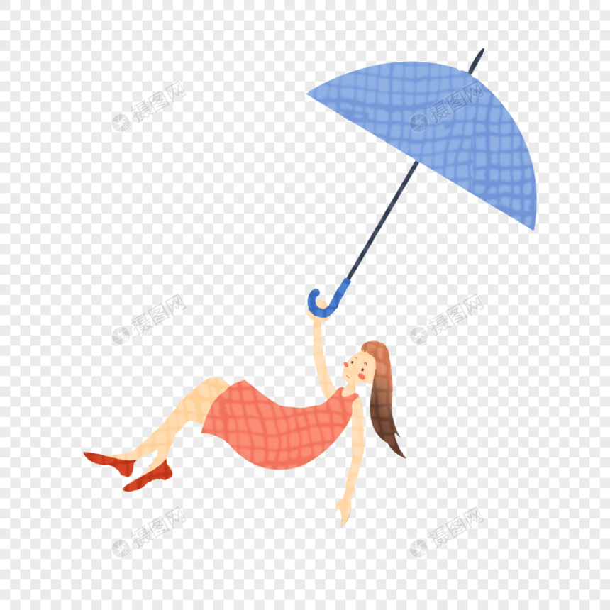 随伞飘落的女孩图片
