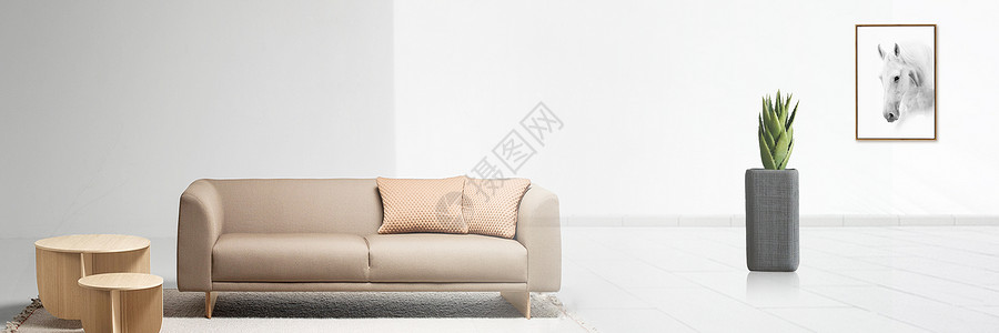 米色单个沙发简约家居背景设计图片