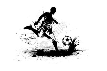 足球黑白泼墨足球插画