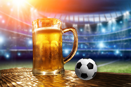 商务男与啤酒世界杯与啤酒设计图片