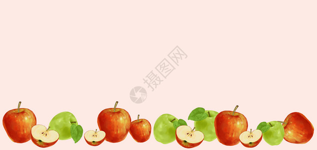 两色背景素材苹果二分之一留白插画