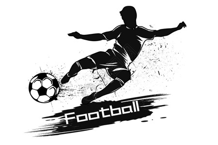 足球运动剪影图泼墨足球插画