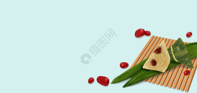 番茄蛋包饭边框粽子插画
