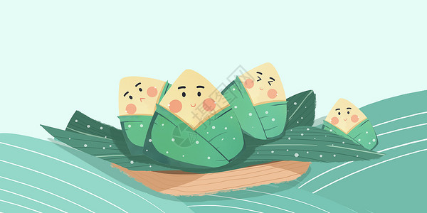 玉米叶端午节插画