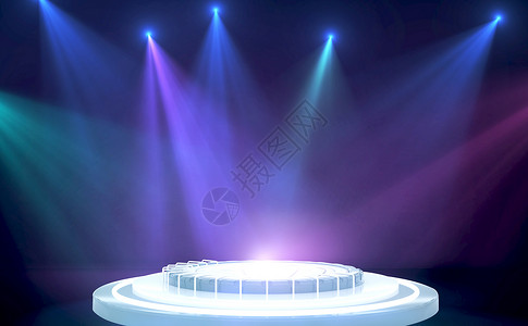 立体彩色舞台彩色灯光舞台背景设计图片
