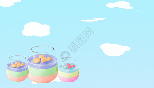 夏日彩色冰激凌甜品插画背景图片
