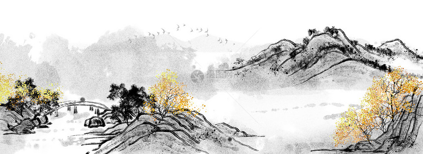 中国风山水水墨背景图片