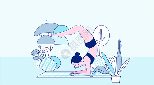 游泳垫运动生活场景插画插画
