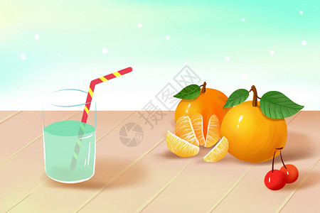 塑料瓶雪碧饮料夏日水果素材插画