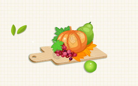 餐桌水果食物餐桌主题插画