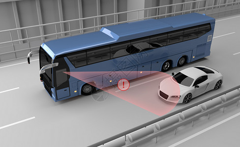 海外巴士信息智能车辆盲区雷达提示设计图片