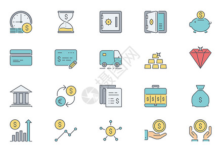 存钱罐图标金融元素图标icon插画