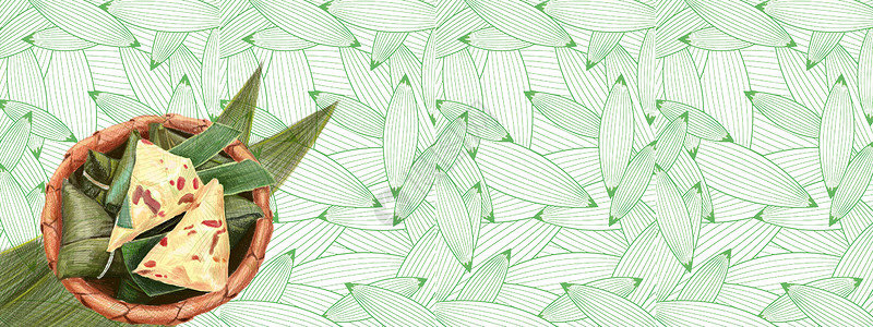 竹篮子里粽子端午节背景设计图片