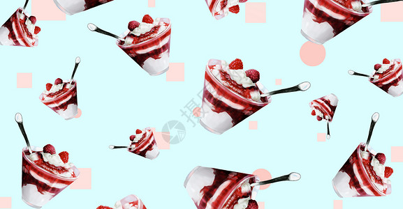 夏季冷饮水果冰激凌插画背景图片