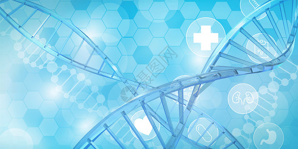 蓝色生命DNA基因链条设计图片