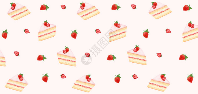 养生零食素材草莓蛋糕插画