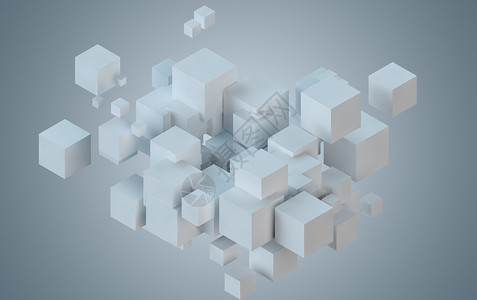 3D立方体创意商务空间场景设计图片
