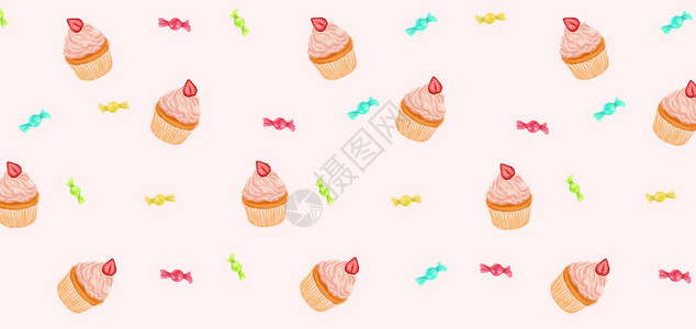 夏季甜食纸杯蛋糕插画