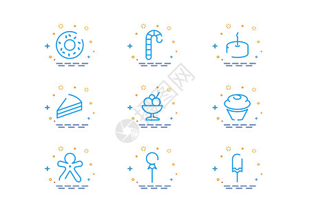 蛋糕饮品食物图标插画