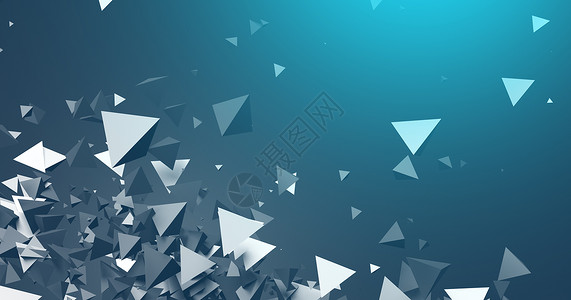 蓝色三角形碎片创意空间场景设计图片