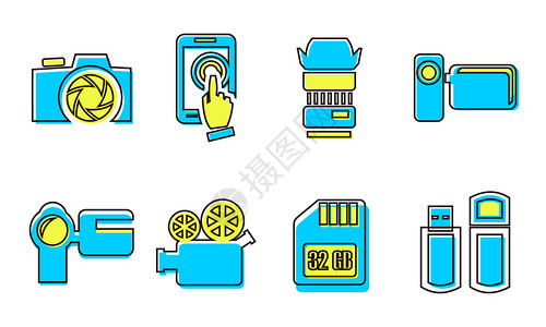 录像机相机图标插画