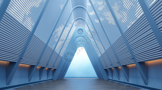 科技现代灯光创意空间走廊场景设计图片