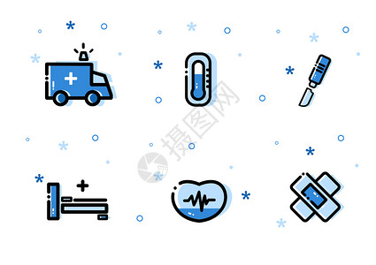 医疗设备手术刀医疗器械图标插画