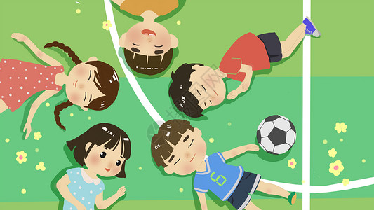 儿童摄影广告足球场人物足球插画插画