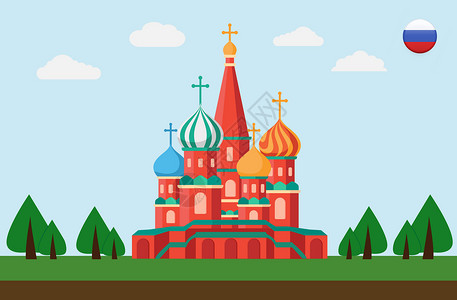 教堂穹顶俄罗斯建筑插画