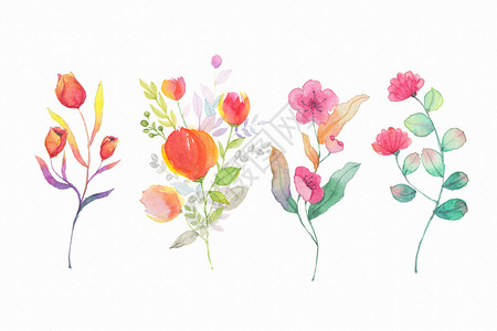 手绘水彩花朵素材背景图片