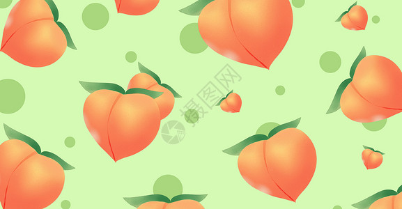 美味水果蜜桃插画背景图片