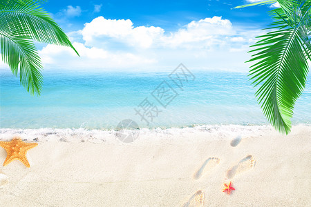 海和沙滩夏日背景设计图片