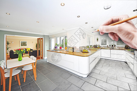 手绘厨房装修效果图设计图片