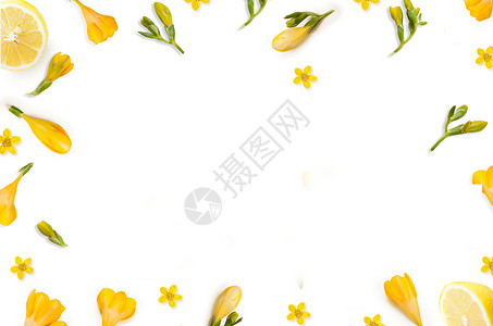 黄色简约花朵清新简约留白背景设计图片